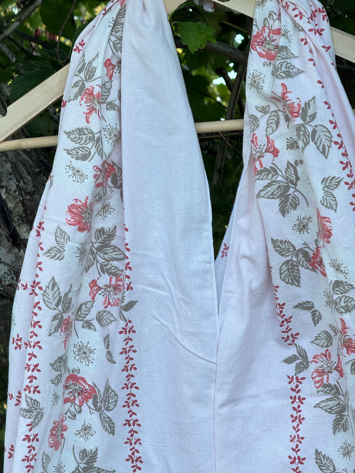 Totebag rosa-blomster rader