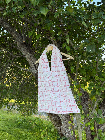 Totebag rosa-blomster ruter