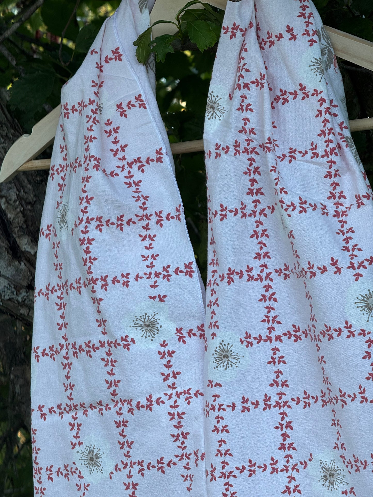 Totebag rosa-blomster ruter