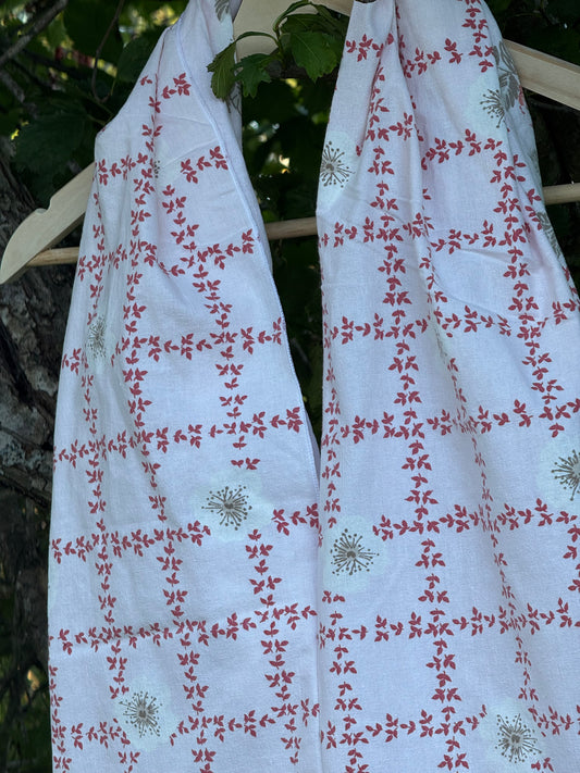 Totebag rosa-blomster ruter