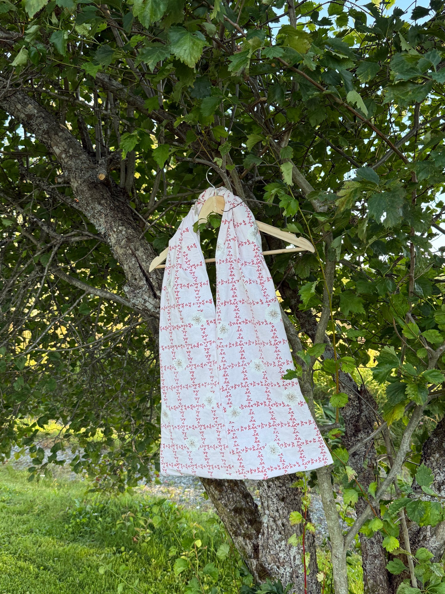 Totebag rosa-blomster rader