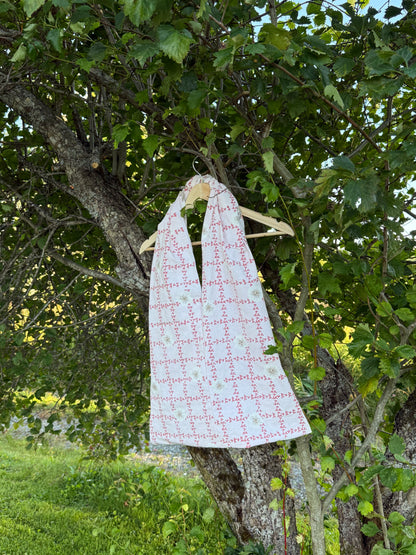 Totebag rosa-blomster rader