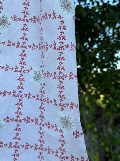 Totebag rosa-blomster ruter