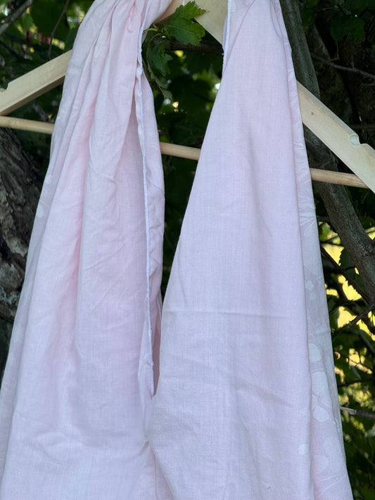 Totebag rosa med lyse blomster