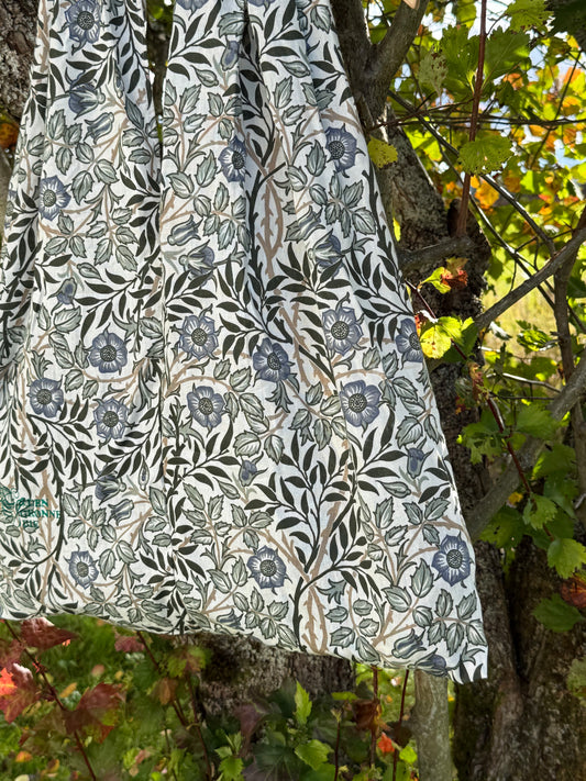 Totebag grønn og blå blomster