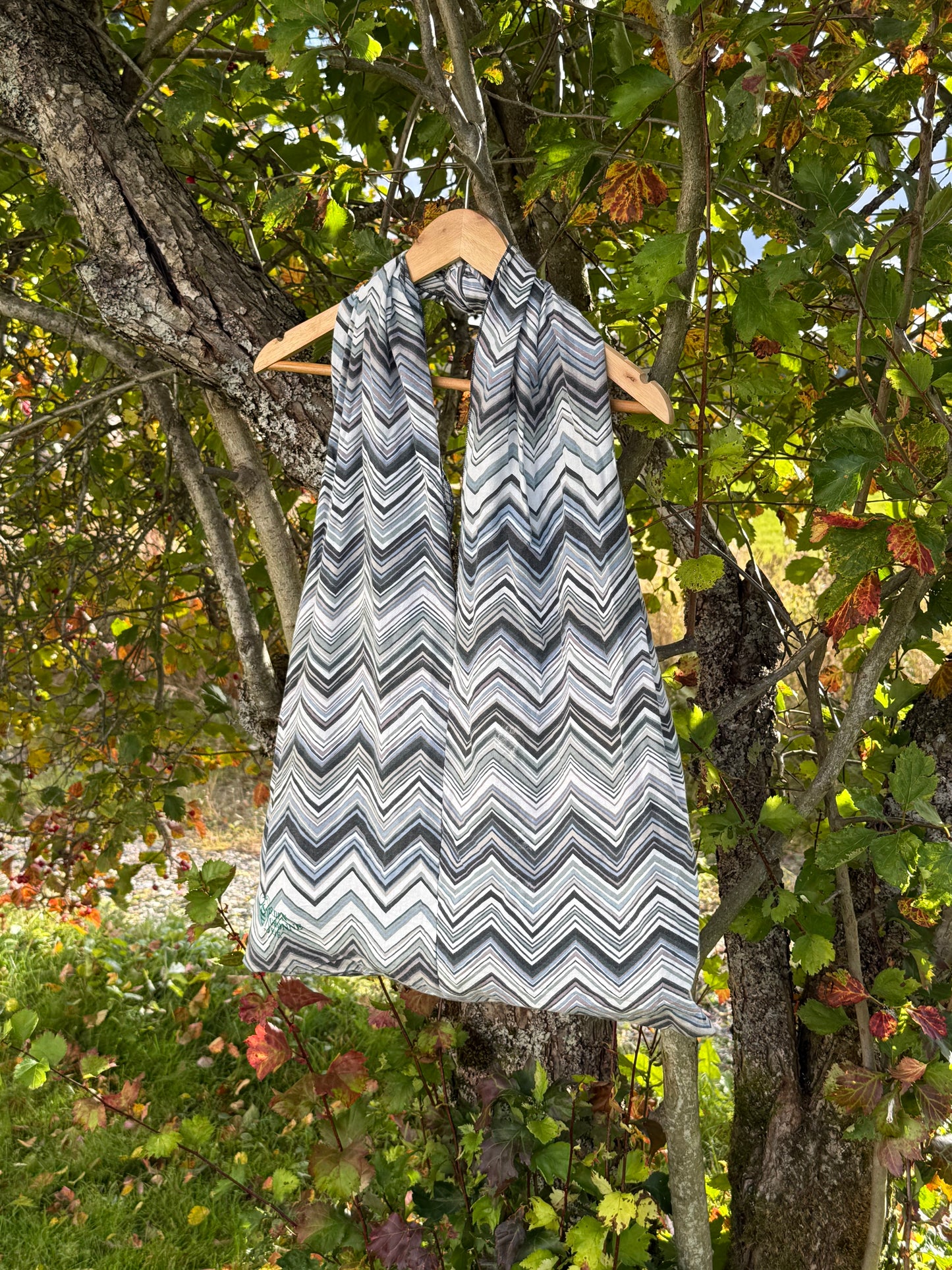 Totebag blåe og grønne bølger