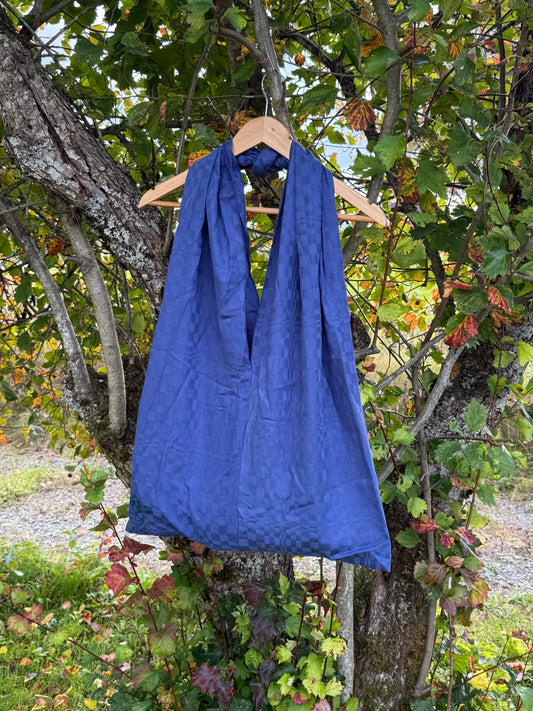 Totebag blå sjakkruter